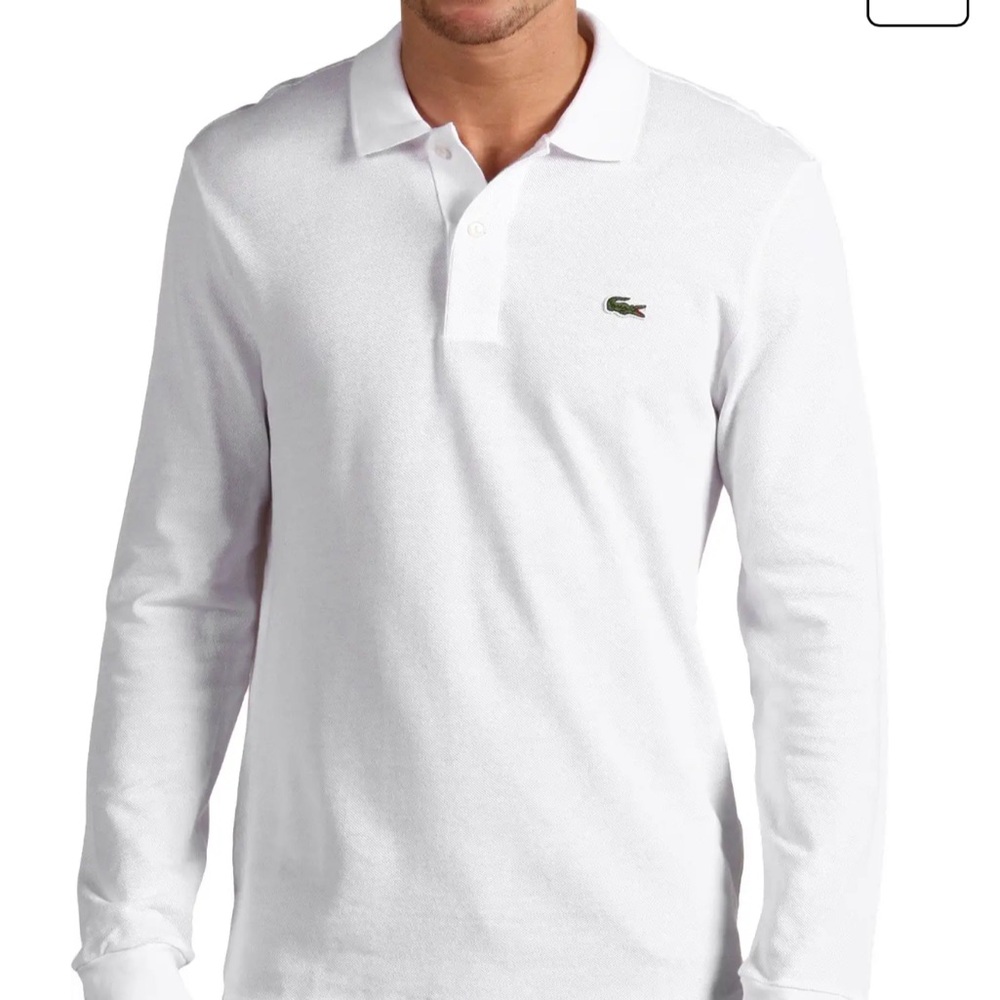 Lacoste White Long Sleeve Polo Shirt